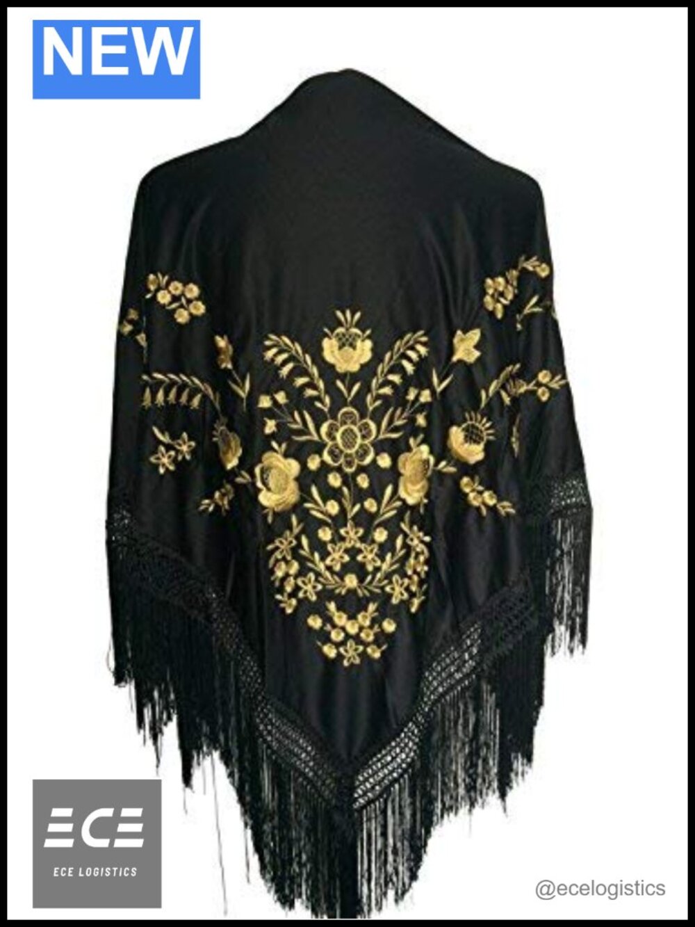 Spanish Flamenco Dance Shawl Large Polyester Wrap 75x35 inch Floral